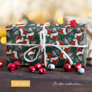 Papier Cadeau Motif de Noël Doberman drôle