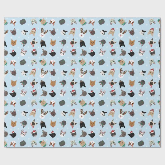 Papier Cadeau Motif de Noël du chat (Plat)