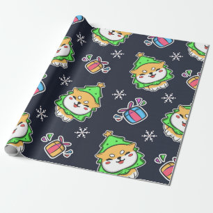 Papier Cadeau Motif de Noël du chien de Cute Kawaii