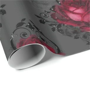 Papier Cadeau Motif de Noël du Grunge gothique floral