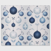 Papier Cadeau Motif De Noël Elegance Bleu Et Blanc (Plat)
