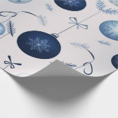 Papier Cadeau Motif De Noël Elegance Bleu Et Blanc (Coin)