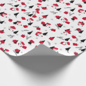 Papier Cadeau Motif de Noël élégant rouge, noir, blanc (Coin)