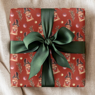 Papier Cadeau Motif de Noël en aquarelle avec casse-noisette et