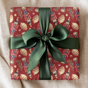 Papier Cadeau Motif de Noël en aquarelle avec casse-noisette et