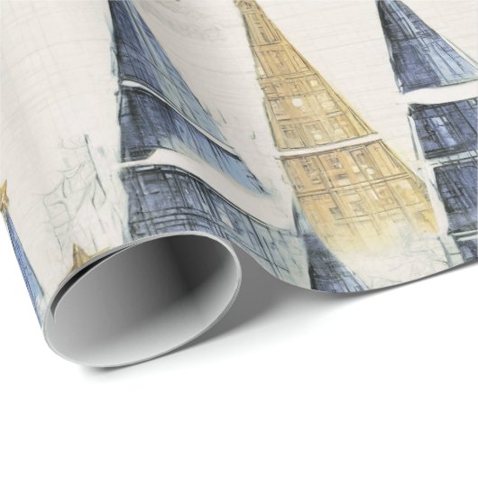 Papier Cadeau Motif de Noël en or bleu #8 ID1009 (Coin rond)