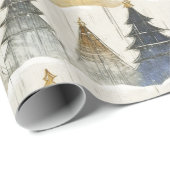 Papier Cadeau Motif de Noël en or bleu #9 ID1009 (Coin rond)