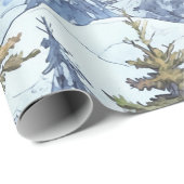 Papier Cadeau Motif de Noël en or bleu n° 4 ID1009 (Coin rond)