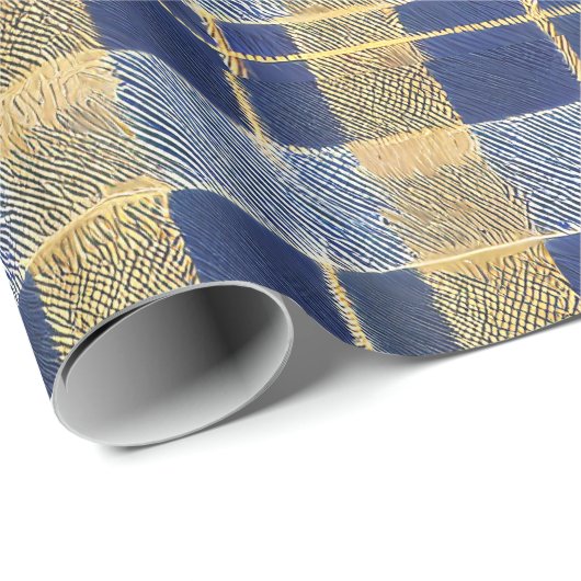 Papier Cadeau Motif de Noël en or bleu n° 7 ID1009 (Coin rond)