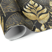 Papier Cadeau Motif de Noël en or noir #29 ID1009 (Coin rond)