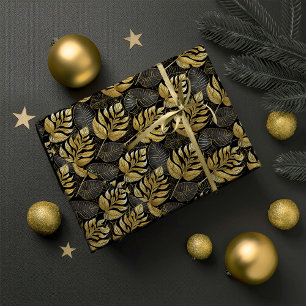 Papier Cadeau Motif de Noël en or noir #29 ID1009