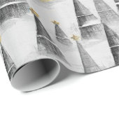 Papier Cadeau Motif de Noël en or noir #8 ID1009 (Coin rond)