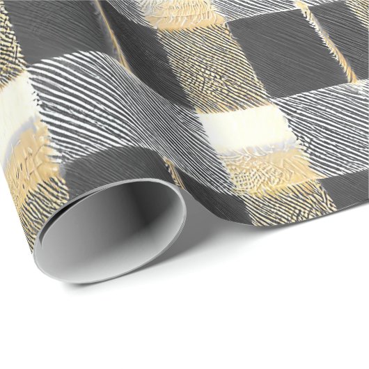 Papier Cadeau Motif de Noël en or noir n° 7 ID1009 (Coin rond)