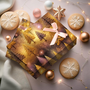 Papier Cadeau Motif de Noël en or rose #19 ID1009