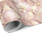 Papier Cadeau Motif de Noël en or rose #3 ID1009 (Coin rond)