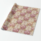 Papier Cadeau Motif de Noël en or rose #4 ID1009 (Déroulé)