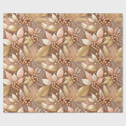 Papier Cadeau Motif de Noël en or rose #8 ID1009 (Plat)