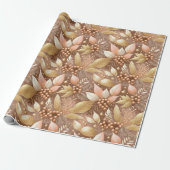Papier Cadeau Motif de Noël en or rose #8 ID1009 (Déroulé)