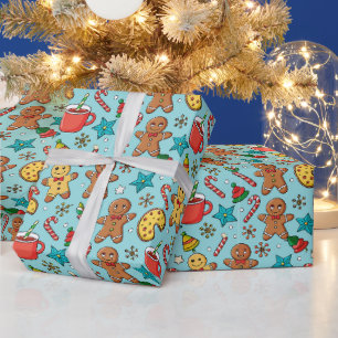 Papier Cadeau Motif de Noël en pain d'épices mou