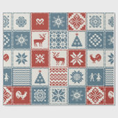 Papier Cadeau Motif de Noël en patchwork. Traditionel (Plat)