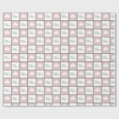 Papier Cadeau Motif de Noël esthétique moderne rose et blanc (Plat)