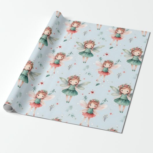 Papier Cadeau Motif de Noël Fairy Cute (Déroulé)