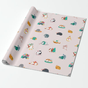 Papier Cadeau Motif de Noël Fat Cat
