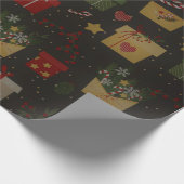 Papier Cadeau Motif de Noël festif (Coin)