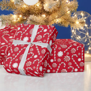 Papier Cadeau motif de Noël festif menthe poivrée bonbon carrelé