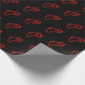 Papier Cadeau Motif de Noël Festif - Noir et Rouge (Coin)
