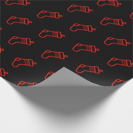 Papier Cadeau Motif de Noël Festif - Noir et Rouge (Coin)
