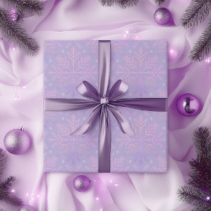 Papier Cadeau Motif de Noël Flocon de Neige Lilas Élégant