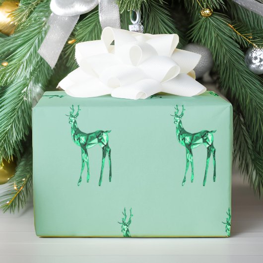 Papier Cadeau Motif de Noël Gemstone Crystal Reindeer