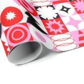 Papier Cadeau Motif de Noël géométrique moderne tendance Rouge R (Coin rond)