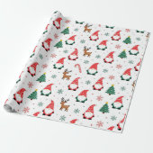 Papier Cadeau Motif de Noël Gnome Reindeer (Déroulé)