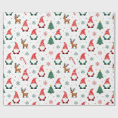 Papier Cadeau Motif de Noël Gnome Reindeer (Plat)