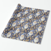 Papier Cadeau Motif de Noël Gold bleu#11 ID1009 (Déroulé)