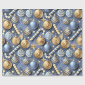 Papier Cadeau Motif de Noël Gold bleu#12 ID1009 (Plat)
