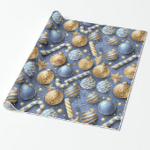 Papier Cadeau Motif de Noël Gold bleu#12 ID1009 (Déroulé)