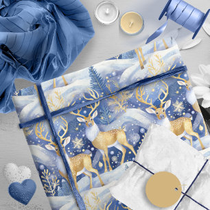Papier Cadeau Motif de Noël Gold bleu#14 ID1009