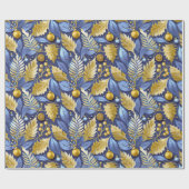 Papier Cadeau Motif de Noël Gold bleu#22 ID1009 (Plat)