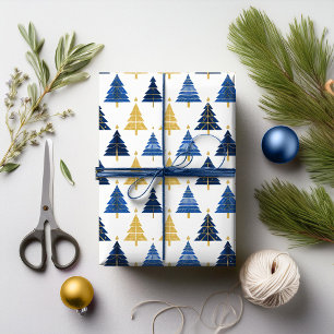 Papier Cadeau Motif de Noël Gold bleu#24 ID1009