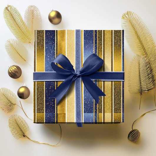 Papier Cadeau Motif de Noël Gold bleu#27 ID1009