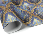 Papier Cadeau Motif de Noël Gold bleu#31 ID1009 (Coin rond)