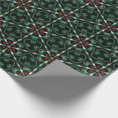 Papier Cadeau Motif de Noël gothique avec Floral Rouge & Vert (Coin)