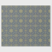 Papier Cadeau Motif de Noël Gris et Gold Snowflakes (Plat)