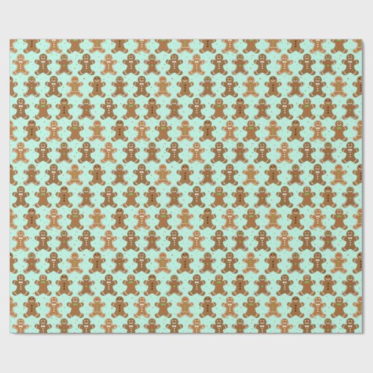 Papier Cadeau Motif de Noël Hommes Gingerbread (Plat)