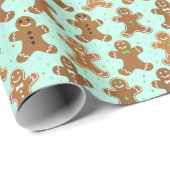 Papier Cadeau Motif de Noël Hommes Gingerbread (Coin rond)