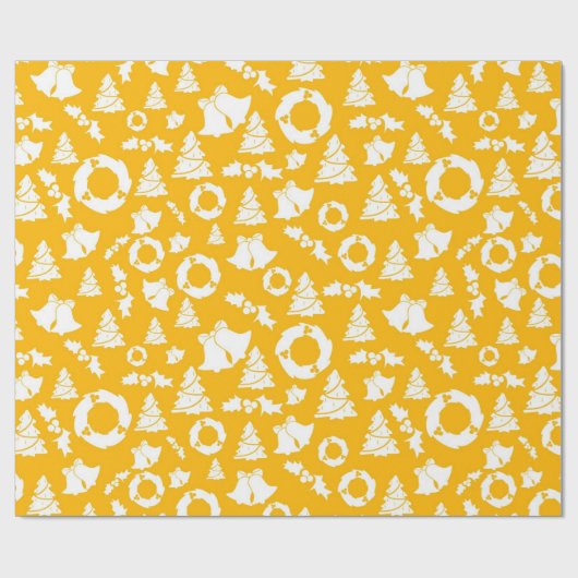 Papier Cadeau Motif de Noël jaune (Plat)