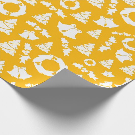 Papier Cadeau Motif de Noël jaune (Coin)
